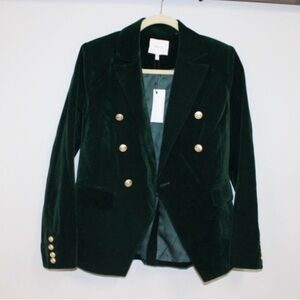 Greylin Dark Green Velvet Blazer with Gold Buttons
